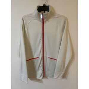 Nike Golf Sport Women's Large White Full Zip Track Jacket Red Trim Mock Neck L